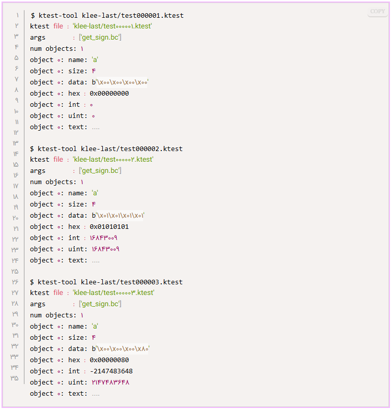 KLEE-generated test cases