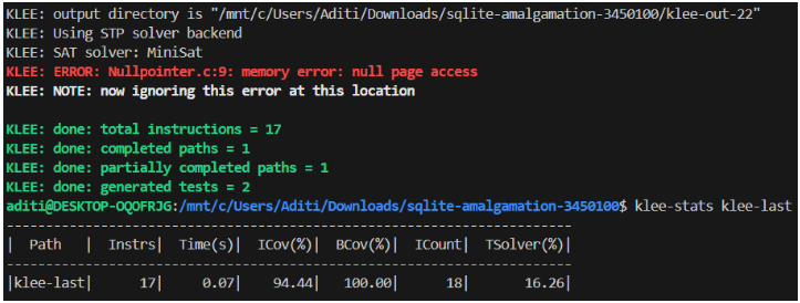 فرآیند اجرای نمادین در KLEE برای ارجاع مجدد به اشاره‌گر تهی
